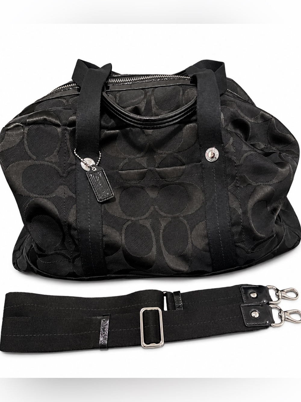 COACH Bag Y2K Signature Kyra Black Weekender Travel Duffel Bag F77286